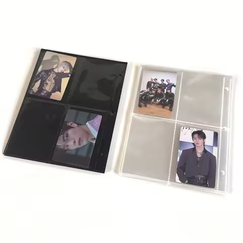 A5 3 Ring Binder Black Pages Refills 4 Pockets Pages Double Sided Kpop Photocards Album Sleeves Trad
