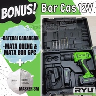 ORIGINAL Bor cas 2 baterai Ryu tekiro 12v set komplit cordless drill