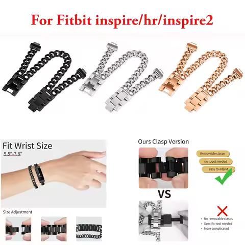 Stainless Steel Strap for Fitbit inspire / inspire hr Smart Bracelet band Double-loop belt for fitbi