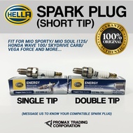 HELLA Spark Plug Short Tip CC10N-6 CC9N-7D CC9RN-7D Single Double Tip Mio Sporty Soul i125 Wave 100