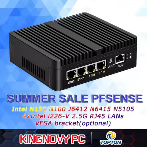 Fanless Firewall Appliance Intel N150 N100 J5005 N6210 Quad Core Mini PC 4 x Intel i226 LAN Ports Ne