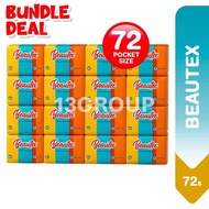 Beautex 3Ply Pocket Tissue / Soft Facial Tissue Travel Tissue Portable Packet Tissue, 72 Packs