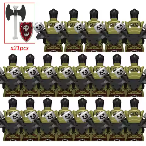 MOC Creative Medieval lotr Figures Orc Army Soldiers Raider Vargr Knights Building Blocks Bricks Toy