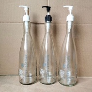 750ML GLASS BOTTLE WITH PUMP CAP, AQUA 750 PUMP
