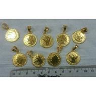 24k gold plated Rupiah Ringgit Dollar Coin Pendant, 1.5cm diameter