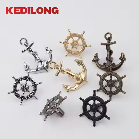 KEDLO Navigation Decoration Ship Anchor Silver Handle Furniture Hardware Cabinet Ship Rudder Steerin