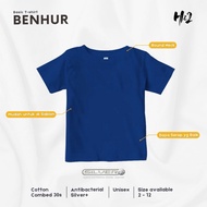 HN2 Benhur Antibacterial Plain T-Shirt for Children, Short Sleeve Premium Cotton Combed 30s, 2-4-6-8