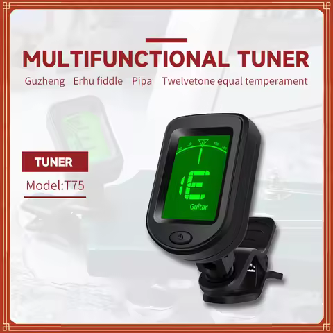 Universal Guitar Tuner Rotatable Clip-on Tuner LCD Display Tuner for Chromatic Acoustic Guitar Bass 