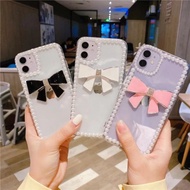 SQL SHOP Simple pearl ribbon bling Case | Korean style custom Phone case