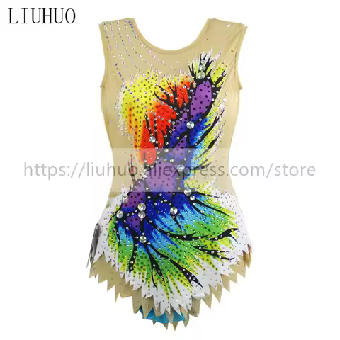 LIUHUO Women's Girls' Performance Rhythmic Gymnastics Competition Leotard Artistic Costume Ice Skati