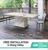 Q 10 - (3 Options) 8 Seater Marble Dining Table / Marble Table for 8 Persons / Rectangular Marble Dining Table For 8 / 1+8  Marble Dining Table Set / 1+8 Marble Dining Set / 2 Meter  Marble Dining Table / 8 Seater Marble Dining Set / Set Makan Marble (TWL