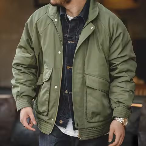 Maden Japanese Vintage Pilot Jackets Thickened Warm Cotton Pocket Coats Men's Autum Winter Coat Bomb