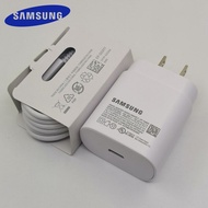 Samsung อะแดปเตอร์ชาร์จเร็ว,หัวปลั๊กเสียบแบบ US 25W สายชาร์จ PD USB C เป็น USB C สำหรับ Galaxy S21 S20 Note 20 Ultra Plus S20 + A72