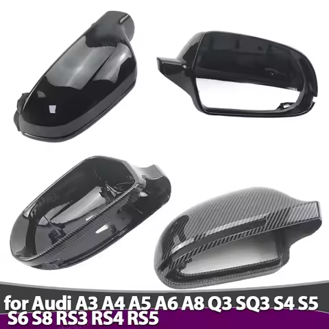 Black Carbon Style Rearview Mirror Caps 1 Pair Side Case Trim for Audi A3 A4 A5 A6 A8 Q3 SQ3 S4 S5 S