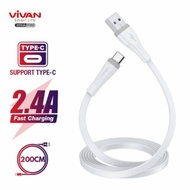 Vivan 200CM kabel data USB TYPE C 2.4A SC200S Fast Charge SR