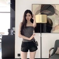 MARINE Korean retro style strapless bow top [K76]