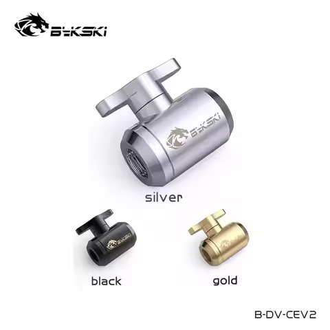 Bykski Water Valve,Drain Port Computer Liquid Loop Stop Fittings,Silver,Gold,Black,G1/4",B-DV-CEV2