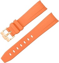 20mm 21mm Rubber Watch Strap Fit for Rolex Fit for Deepsea Fit for Omega Watch AT150 SeaMaster 007 Arc Curved End Men Women Watchbelt Watch Strap (Color : Royal-Rosegold, Size : 20mm)