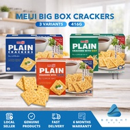 Meiji Big Box Crackers Plain 416g (26g x 16pcks) - Light Crispy Biscuit Transfat-Free Japanese Snack