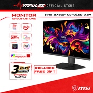 MSI MAG Series Gaming Monitor MAG 273QP QD-OLED X24 Gaming Monitor - 2560 x 1440 (QHD), OLED 0.03ms 