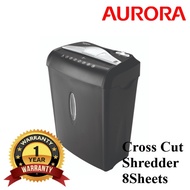 Aurora AS875C Paper Shredder 8 Sheets Cross Cut AS875 875C 8 Sheets Shred Shredding