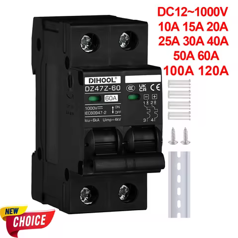 DC1000V MCB Solar DC Circuit Breaker Overload Protection Disconnect Switch 100A 120A 20A 25A 30A 40A