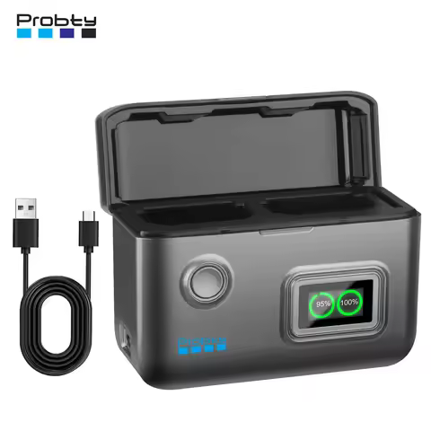 Probty FZ100 Battery Charger Fast Dual Slot for Sony A7III, A7IV, A6700, FX3, FX30, A9, A7C, A7CII, 