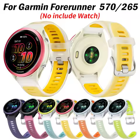 Universal 22mm Sports Silicone Strap For Garmin Forerunner 570 47mm 265 255 Music band For Vivoactiv