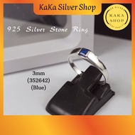 Original 925 Silver 3mm CZ Blue Stone Ring For Women | Perempuan Cincin Batu CZ Biru Perak 925 | Ready Stock