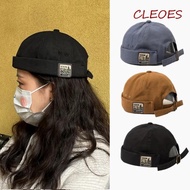 CLEOES Men Women Skullcap, Cotton Dome Brimless Hat Unisex, Vintage Solid Color Bonnet Docker Cap Me