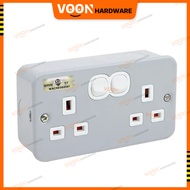 VOON [SIRIM] Double Metal Socket 13A Switched Socket Outlet 2 Gang Twin Metal Clad Suis Soket Plug B