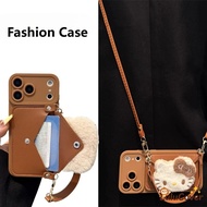 Fluffy Cartoon Cat Wallet Casing With Strap For Samsung Galaxy J6 Plus J4 Plus J2 Prime A7 2018 A750