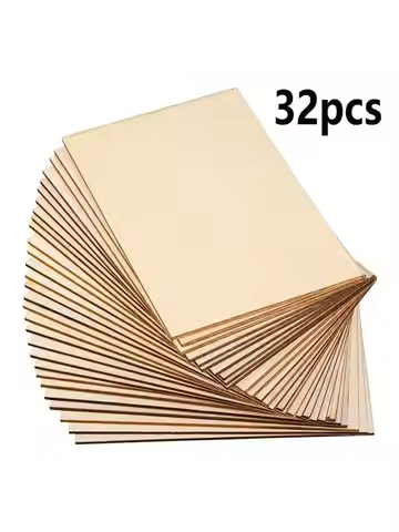 14/24/32 Pieces Unfinished Plywood Craft Boards - Size is 5.91" X 3.94", Thickness is 2mm, Compatibl