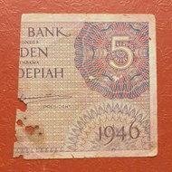 Uang Kertas Kuno 5 Gulden 1946 Seri Federal | Senering TP5hk