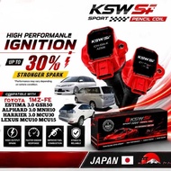 KSW S+ SPORT PLUG PENCIL COIL IGNITION COIL TOYOTA ESTIMA HARRIER ALPHARD VELLFIRE 3.0 1MZ-FE 2008-2