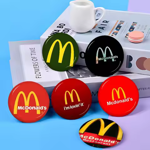 Famous Cool Brand M-MCDONALD-S Anime Button Pin Handmade Brooch for Clothes Badge Backpack Decoratio