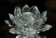 奧地利施華洛世奇SWAROVSKI 精品水晶蓮花雕刻藝術品_蓮花燭台(中)