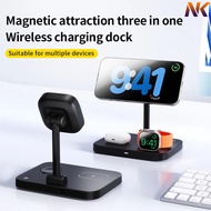 NK 3 In 1 Magnetic Wireless Charger Stand For  iPhone 16 15 14 13 Pro Max  Watch 9 8 AirPods Pro Fas