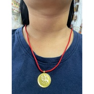 🌺 Divine Durgai Amman Maa Durga Gold-Tone Locket with Red Sacred String Suitable For Kids And Adult 