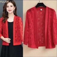 YUJIN Air-Conditioning Shirt, Beach Tie Up Summer Women's Cardigan, Extra Large Floral Lace Breathab