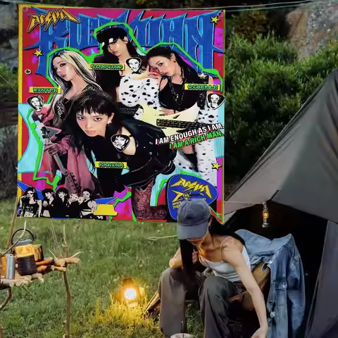 Girl Group Kpop A-Aespa High End Quality Banner Printing Artistic Atmosphere Style Camping Flag