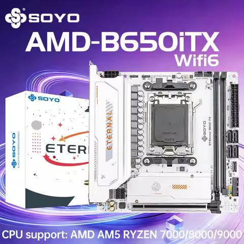 SOYO B650ITX AMD Motherboard AMD Ryzen AM5 DDR5 Supports CPU 7000 8000 9000 Processors Pcie5.0x16 Pc