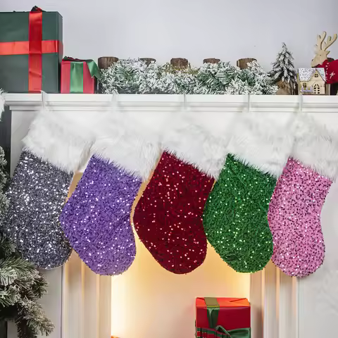 Christmas stocking festival decorations sequins 26-letter tree hangers gift bags socks hotel party s
