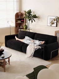 French Vintage Bauhaus Designer Furniture Chenille Straight Row Homestay Black High Back Fabric Sofa