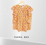 Kavya blouse เสื้อแขนระบายผ้าบล็อคพิมพ์อินเดีย ไซส์ S/M