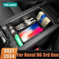 For Haval H6 3rd Gen GT 2021 2022 2023 2024 HEV PHEV Car Central Console Armrest Storage Box Contain