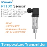 PT100ส่งสัญญาณอุณหภูมิ PT100เซ็นเซอร์อุณหภูมิ-200-600องศาเซลเซียสตัวแปลงสัญญาณ4-20mA 24VDC อุณหภูมิ
