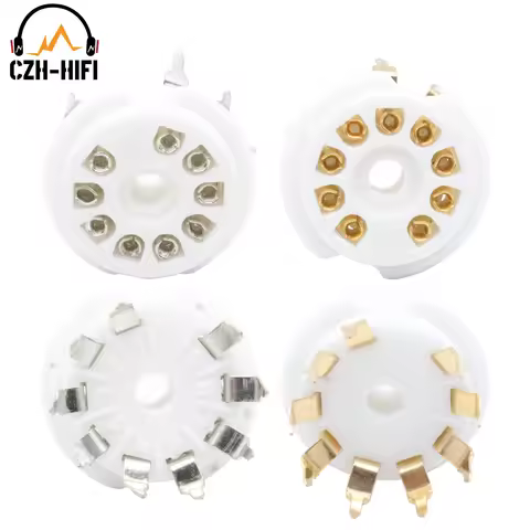 2PCS 9PIN TUBE SOCKET B9A Ceramic Valve Base Gold/Tin Plated For 12AX7 ECC83 6DJ8 5670 6922 12AT7 12