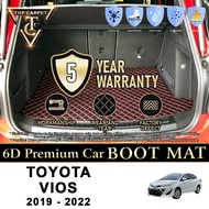 Top Carpet TOYOTA VIOS ( 2019 - 2022 ) Car Boot Mat PU Leather Cargo Mat Trunk Carpet Boot Liner Kar