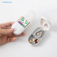 [Initiatour] Medicine Pill Cutter Box Portable Drug Box Useful Grinder Splitter Medicine Pill Holder Tablet Cutter Splitter Divider Pill Case